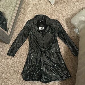 Zara sparkly shorts romper blazer